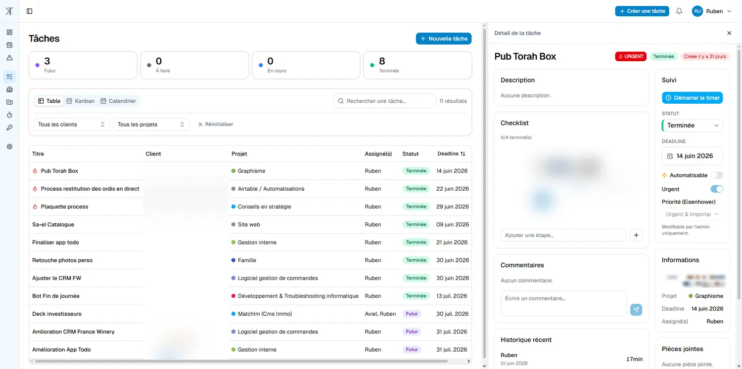 CRM Kimi Tsion — capture principale du projet