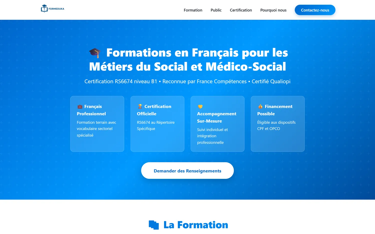 Formeduka — capture principale du projet