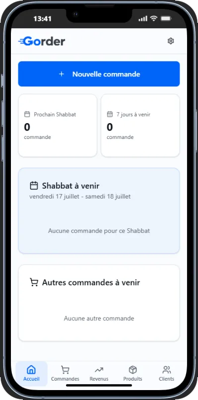Gorder — application de gestion des commandes — aperçu du projet