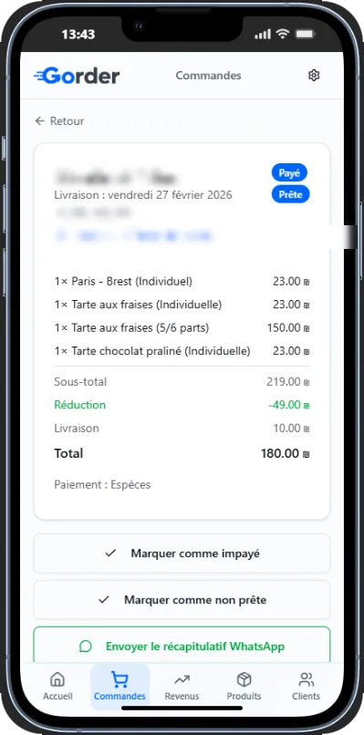 Gorder — application de gestion des commandes — aperçu du projet