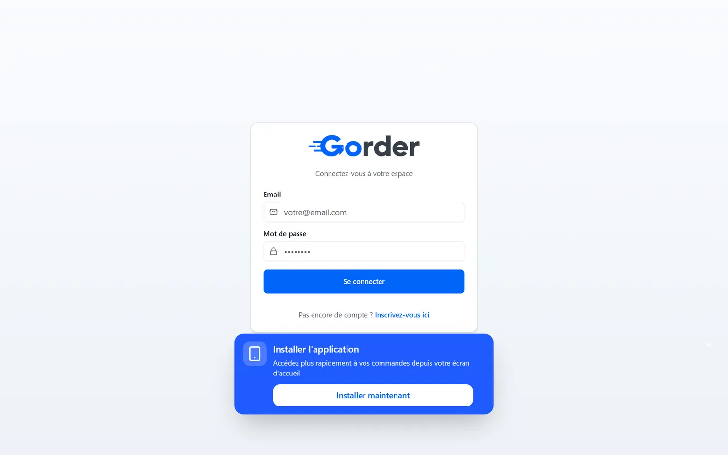 Gorder — application de gestion des commandes — aperçu du projet