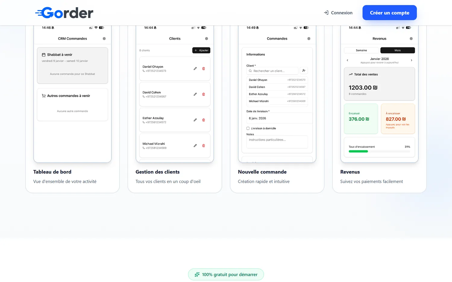 Gorder — site produit — aperçu du projet