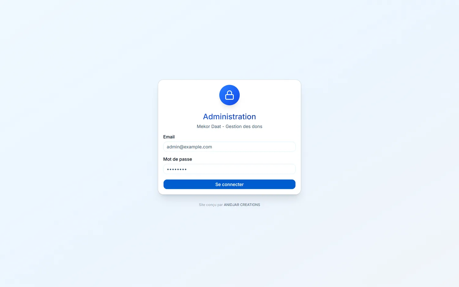 Back-office dons — Mekor Daat — aperçu du projet
