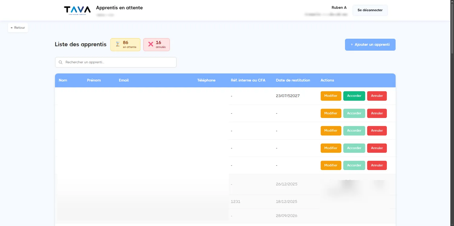 Portail client TAVA — aperçu du projet